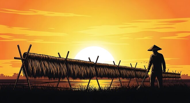 Farmer with Field, and Sunset.