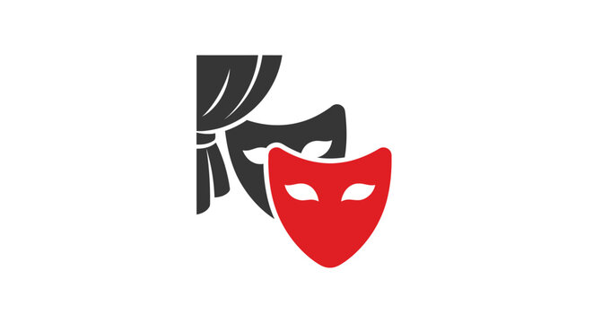 Theatrical red comedy mask design.