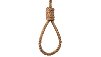 Coiled natural brown jute rope loop noose knot isolated on transparent background Png cut out ©  Morozova-png