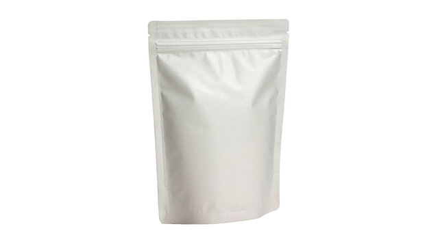 Blank white flexible plastic stand up packaging pouch mockup doypack isolated on transparent background Png cut out