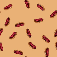 Fototapeta premium seamless pattern crunchy toast jam cartoon. smooth delicious, homemade snack, morning brunch crunchy toast jam sign vector