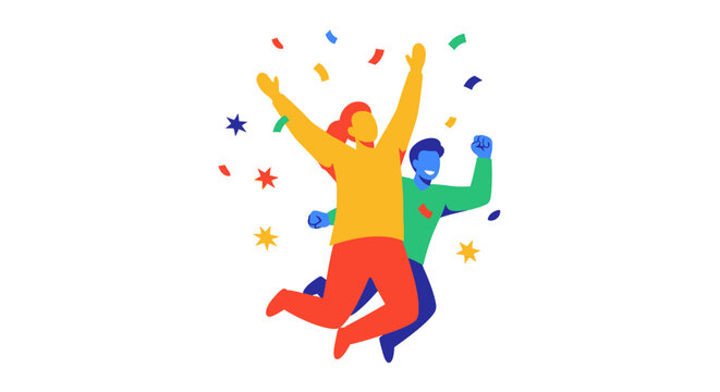 Two People Celebrating with Confetti Joy.