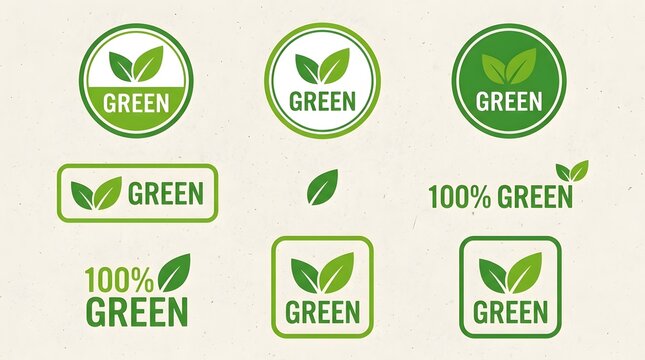 Eco friendly green labels and badges.