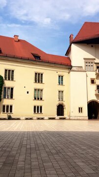 Historic Wawel Royal Castle State Art Collection preserves magnificent architecture and priceless cultural treasures overlooking the Vistula River in Krakow, Poland