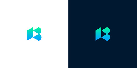 Modern Letter B Logo Concept Featuring Abstract Geometric Shapes and Gradient Fluid Colors for Creative Corporate Branding © Eunois