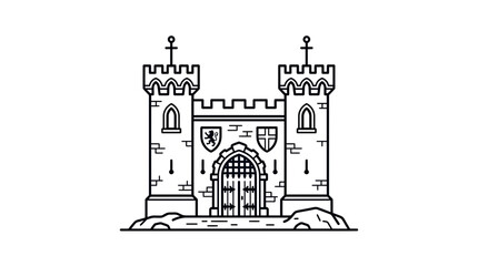 Medieval Castle Gatehouse Outline Drawing © Ulfi