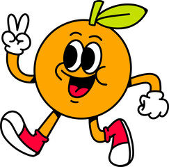 Orange fruit cartoon character design vector illustration