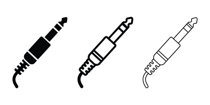 Guitar plug icon silhouette vector, bold outline and line art design