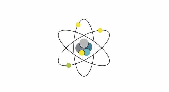 Atom Structure with Colorful Nucleus Model.