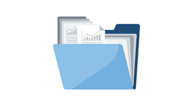 Blue File Folder with Documents Inside.