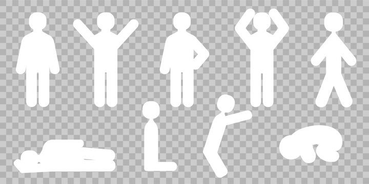 Set of stick figure people in different poses and actions.