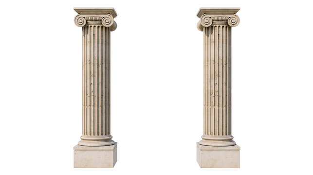 Two Ionic Columns Stone Architectural Elements