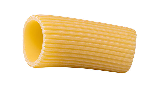 Rigatoni pasta tube with parallel ridges
