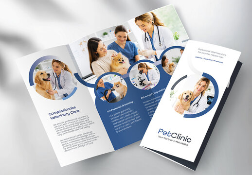 Modern Veterinary Clinic Trifold Brochure Template