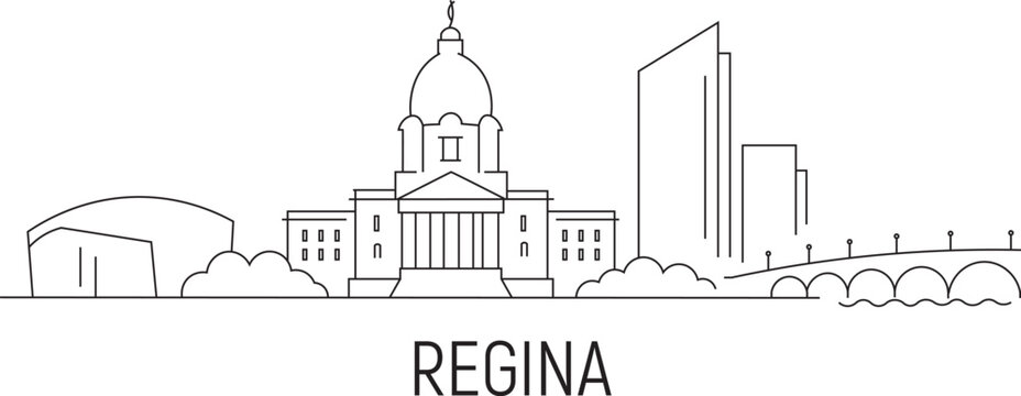 Regina's skyline in minimalist line art