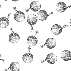 seamless pattern effect bomb hand drawn. boom smoke, blast explode, explosion dynamite effect bomb black sketch illustration © PikePicture