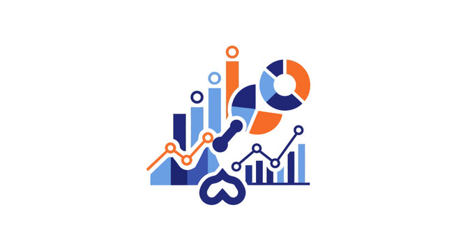 Business data analysis graph chart.