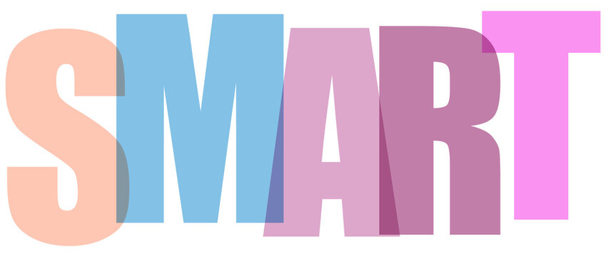 Colorful pastel letters spelling out smart concept transparent background