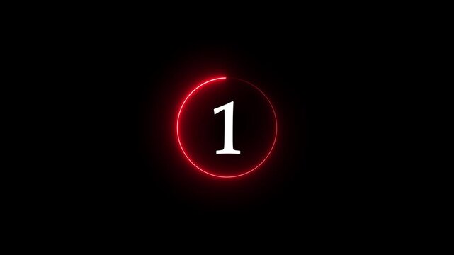 Random dial design. Circle countdown timer one minute animation from 5 to 0 second animation. Modern flat design with animation. neon circle and number looping animated