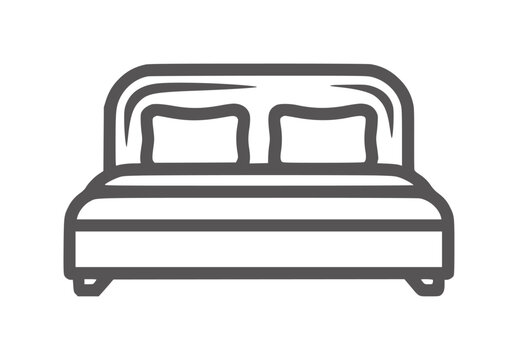 Minimalist style of a double bed with two pillows furniture