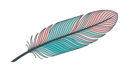 Colorful illustrated feather with gradient stripes. © Aldian