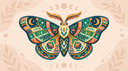 Colorful Intricate Butterfly with Symmetrical Patterns. © Sindi