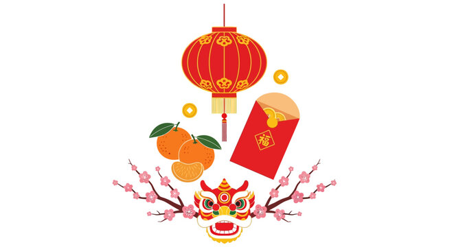 Chinese New Year festive decorative elements.