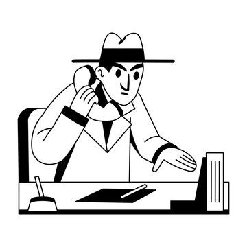 A glyph illustration of wiretapping detective