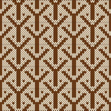 Seamless Nordic Knitting Pattern with Brown Geometric Arrow Ornaments