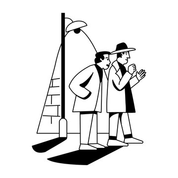 A glyph illustration of overhearing character