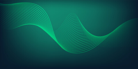 Abstract green dynamic wave line pattern background. Modern elegant tech concept design for business presentation or web banner vector. © Arina Color