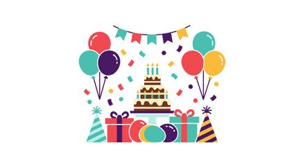 Naklejka premium Colorful Birthday Cake With Candles.