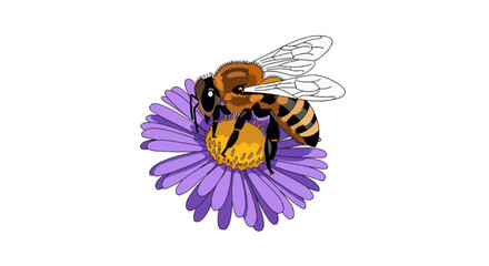 Honey bee gathering nectar from a purple wildflower © Home