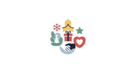 Naklejka premium Christmas icons and symbols collage.