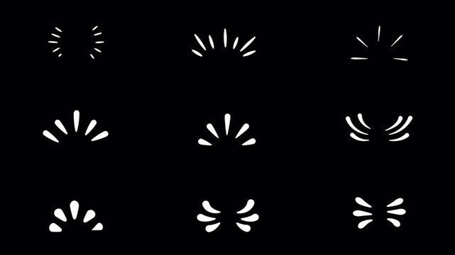 Animated White Comic Style Radial Burst Motion Graphics Pack on Transparent Background, Cartoon Speed Lines, Dynamic Flash Effects, Alpha channel, for Video Editing and Content Creation,