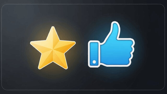 Yellow Star and Blue Thumbs Up Icon.