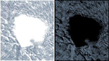 Moon, crater, lunar surface, astronomy, space, black and white © Ali
