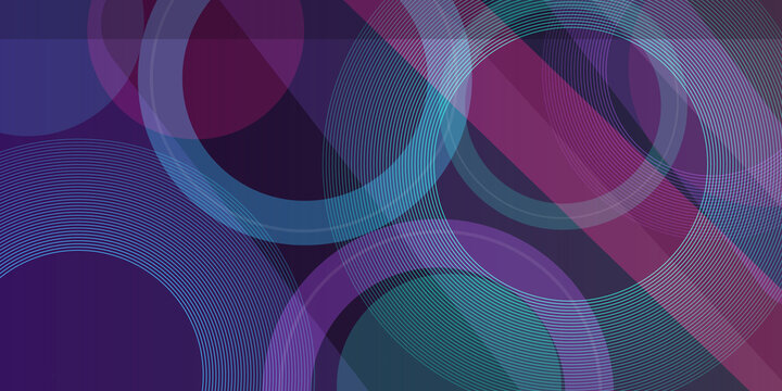 Abstract background featuring multiple overlapping translucent purple and blue circles with fine geometric line patterns inside.