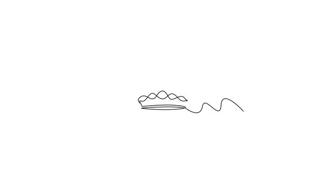 King crown continuous one line art drawing minimalist royal luxury outline animation.Royal king crown continuous one line drawing elegant minimalist outline animation for branding and creative design.