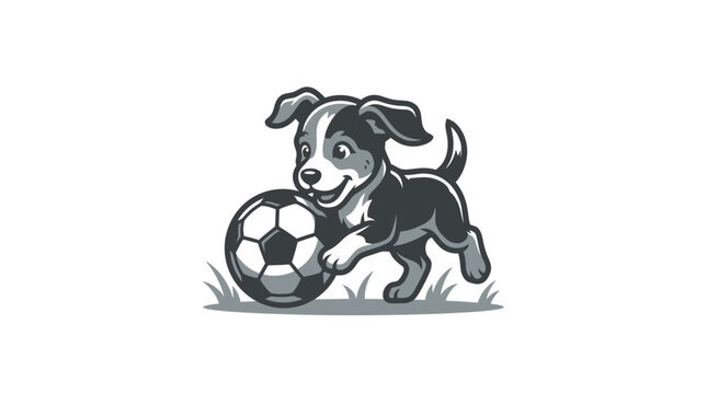 Playful dog with a soccer ball.