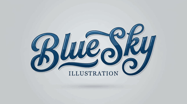 Blue Sky Illustration - Stylish Script Font & Modern Design