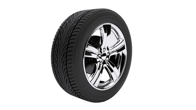 Car tire with chrome alloy wheel