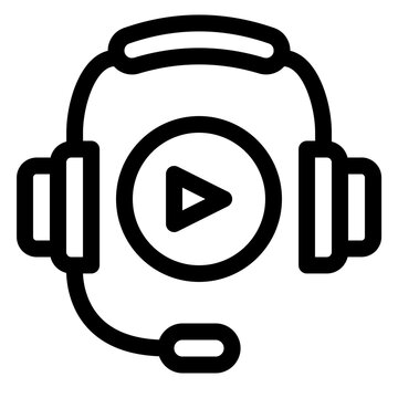 Audio Course Headphone Play Line Icon
