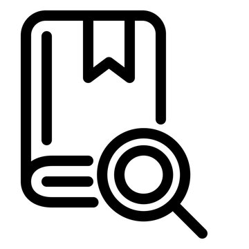Book Research Magnifying Glass Line Icon