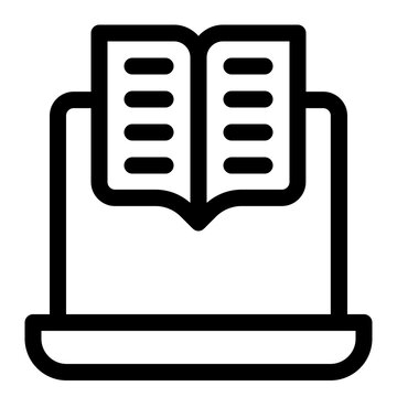 Digital Ebook Reading Laptop Line Icon