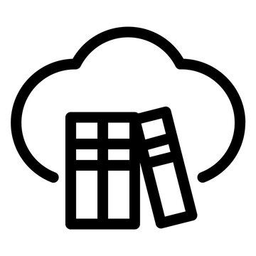 Cloud Digital Library Storage Line Icon