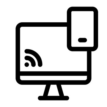 Multi Device Connected Learning Line Icon