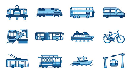 Vehicles on Land and Water Transportation. © retno