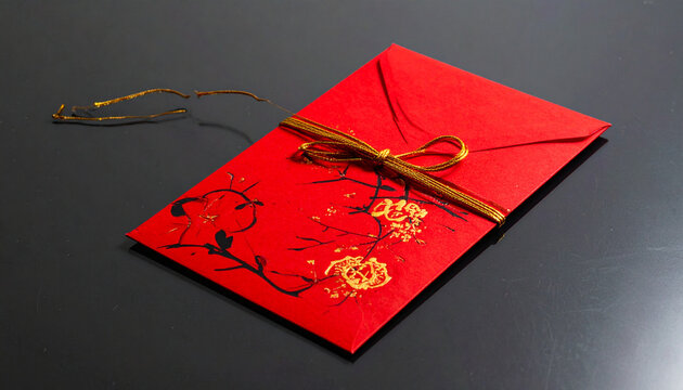 Red envelope with floral decoration