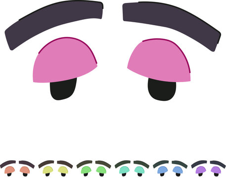 content eye emotions cartoon. peaceful loving, jealous anxious, hopeful proud content eye emotions sign vector